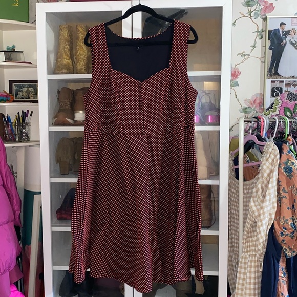 Torrid Black Red Polka Dot A-Line Sweetheart Retro 50s Midi Dress 3X - Picture 5 of 6